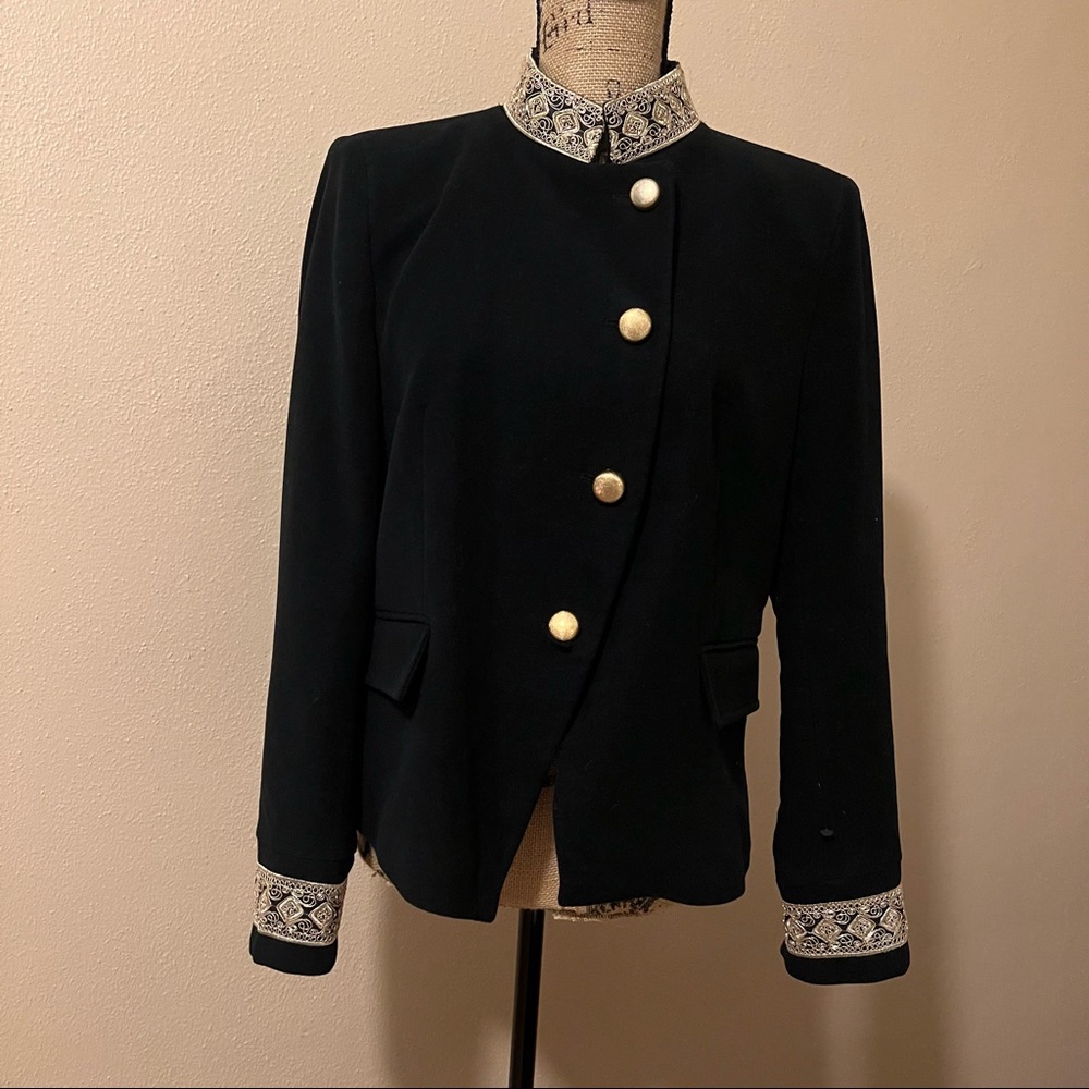 New W/O tags Zara Black Velvet Jacket with Gold Neck and Wrist Embroidery